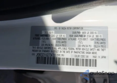 2016 Mazda Cx-5 Touring z USA, uszkodzony, nr VIN JM3KE2CYXG0734721